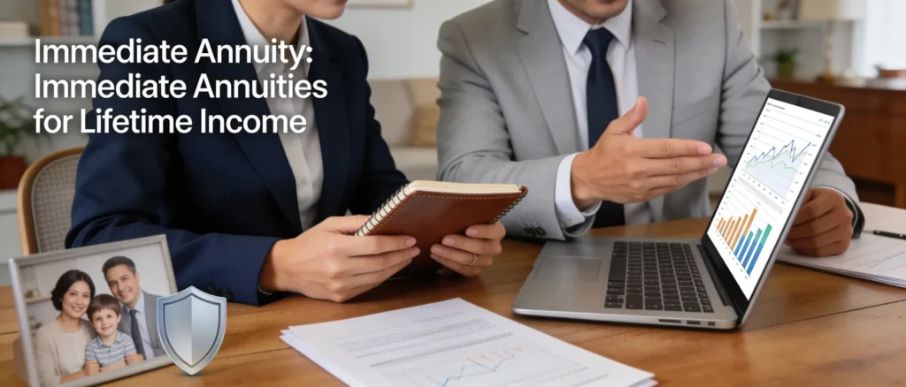 An immediate annuity converts a lump sum of assets into a guaranteed retirement paycheck.; Income